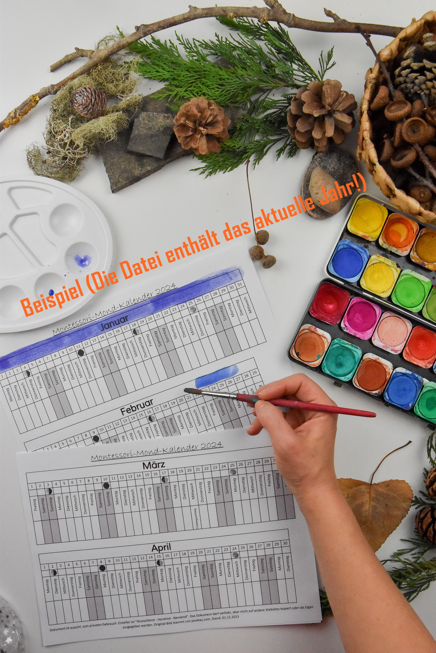 linearer Montessori-Mond-Kalender 2026 – Bild 2