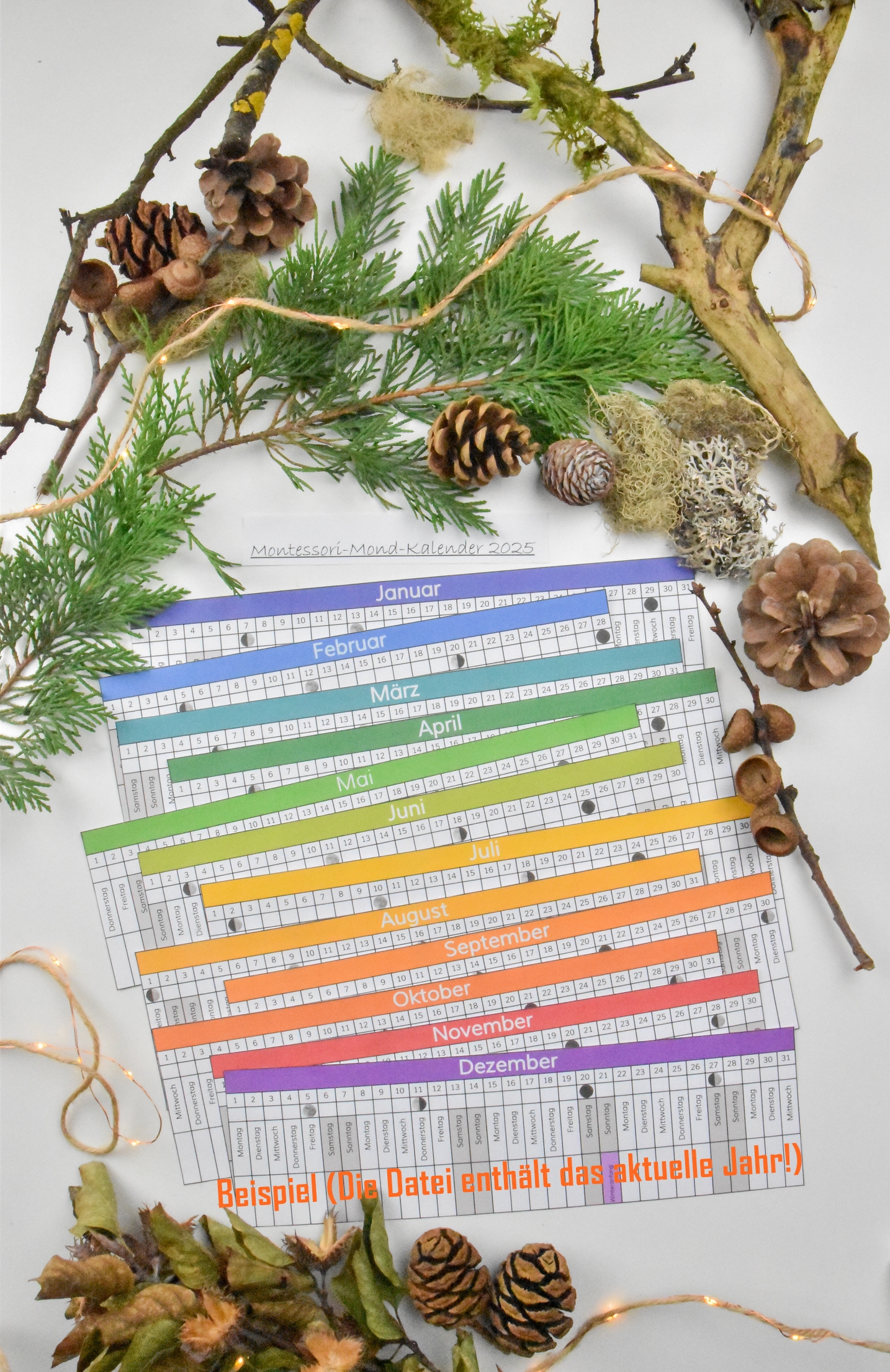 linearer Montessori-Mond-Kalender 2026